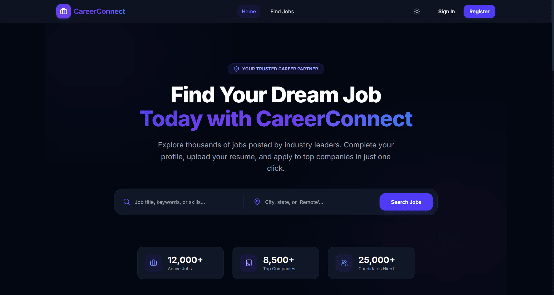 Career Connect job portal screenshot